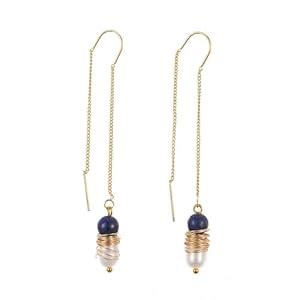 Via Mazzini Gold Plated Natural Lapis Lazuli And Cultured Freshwater ...