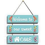 CVANU Abstract Welcome to Our Sweet Home Wall Hanging Board Plaque Sign ...