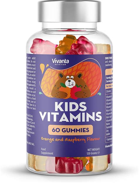 Kids Vitamins - Orange & Raspberry Flavour - Kids Multivitamin Gummy ...