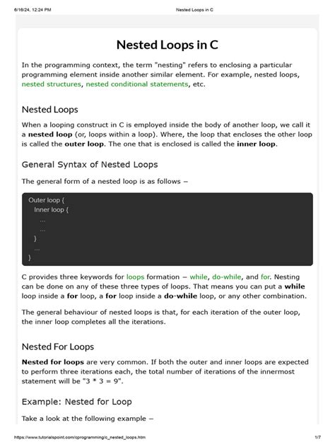 Image result for Nested Loop C Programming Simple Example