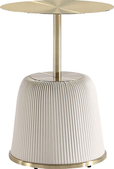 Broomcage I Cream Beige Leatherette End Table | Rooms to Go