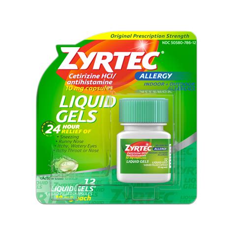 Zyrtec 24 HR Allergy Relief Liquid Gel Capsules, Cetirizine HCl Antihistamine, 12 ct 12 Count ...