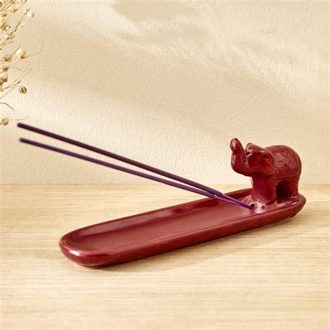 Buy Garnet Serene Ceramic Elephant Incense Holder from Home Centre at ...
