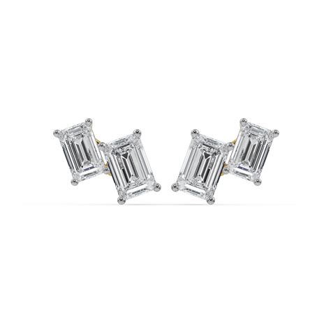 Buy Duo Emerald Lab Grown Diamond Studs Online At Emori in 9KT