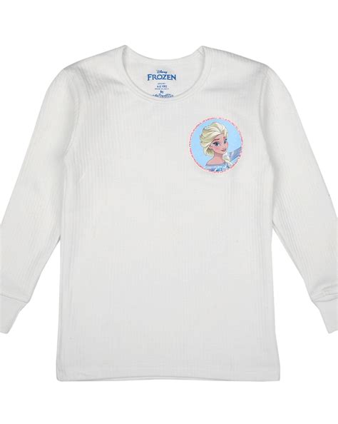 Girls Disney Princess Full Sleeves Thermal Top - White