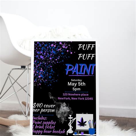Puff and Paint Invitation, Paint With a Twist, Paint and Sip, Puff N ...