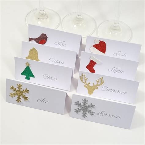 Christmas Place Cards. Gold, Silver Snowflake Place Settings. Christmas ...