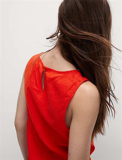 Buy Linen Rich Longline Sleeveless Top at Marks & Spencer