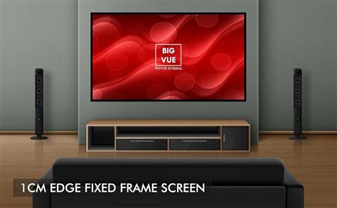 BIG VUE 1 Cm Edge 120 Inches Fixed Frame Projector Screen 16:9 Diagonal ...