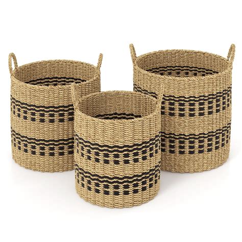 Amazon.com: Giantex Woven Laundry Basket - Set of 3 Stackable Laundry ...