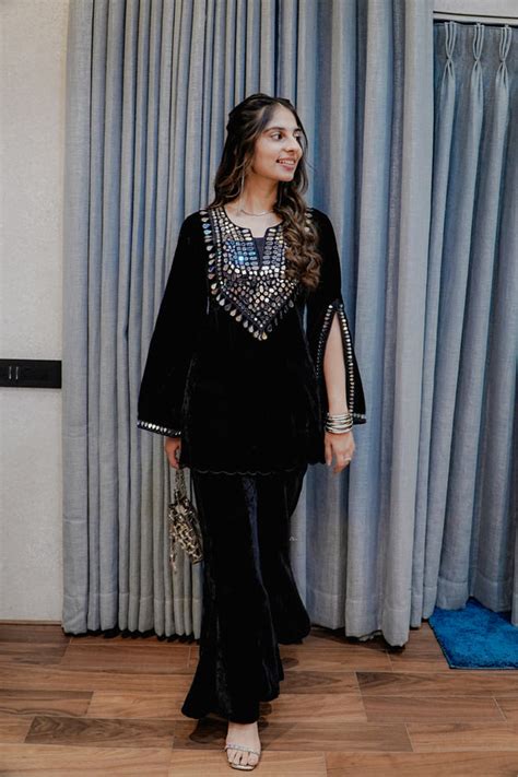 Black Velvet Mirror-Work Coord Set – Charu Kapoor