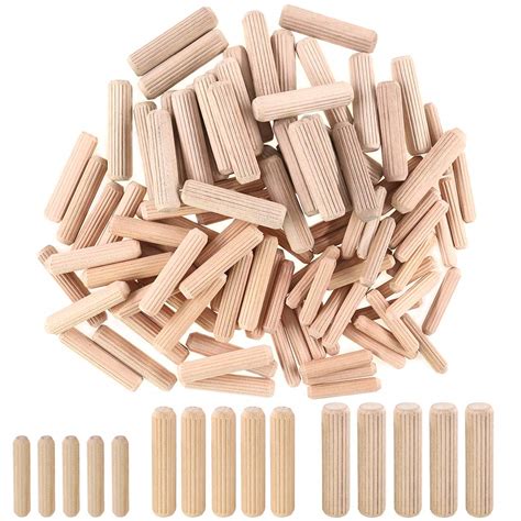 Hilitchi 400pcs 6mm 8mm 10mm L Fluted Wood Dowel Pins Beveled Ends ...
