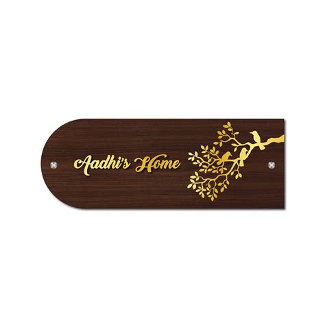 Welcomewallz Wooden Bird Name Plate For Home Entrance | Customized ...