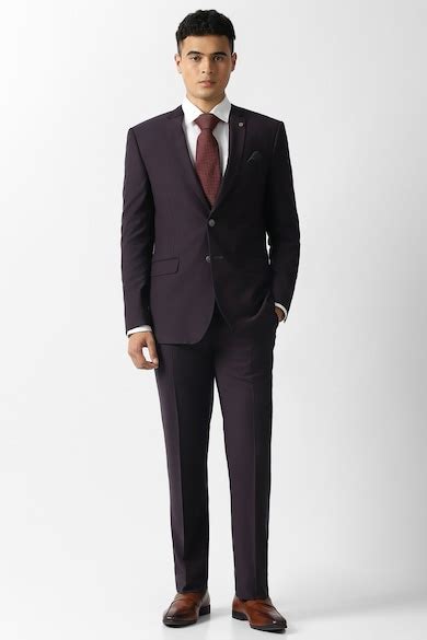 Buy Men Purple Solid Wedding Two Piece Suit Online - 40003053 | Van Heusen