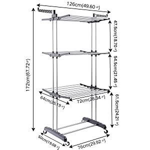 Magna Homewares Rust Proof Steel Grandis Plus 6 Racks 4 Poles Cloth ...