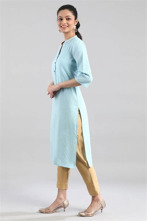Buy Blue Yarn-Dyed kurta Online for Woman | Shop for Aurelia