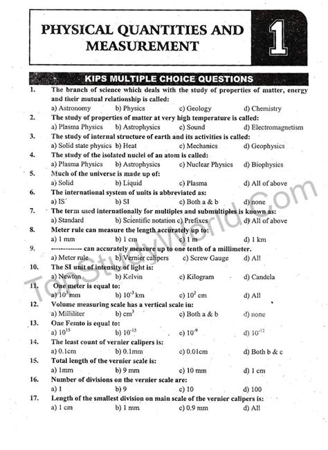 KIPS 9th Class Physical Quantities & Measurement Complete Notes