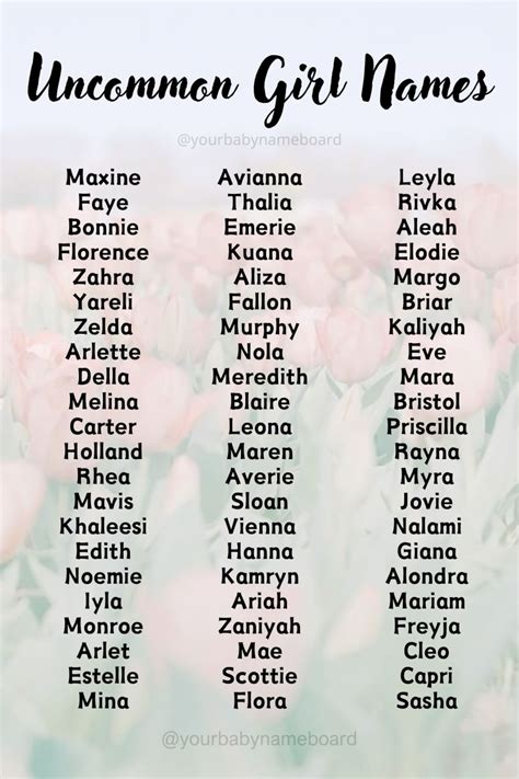 Uncommon Girl Names