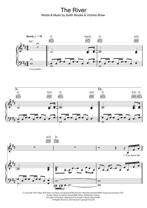 The River by Garth Brooks Sheet Music for Piano, Vocal & Guitar Chords ...
