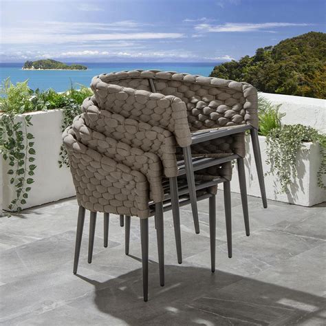 4 Seater Ceramic Garden Table and Chairs Dining Set Aluminium Beige ...