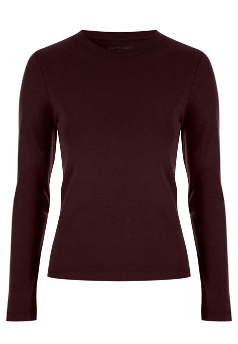 Womens Chocolate Brown Long Sleeve Cotton Top | Peacocks
