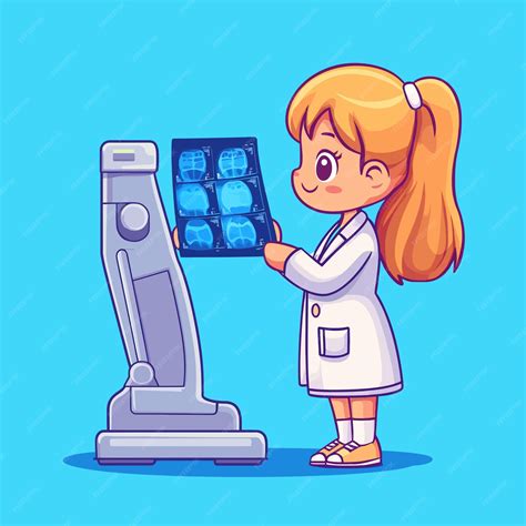 Cute Radiologist Examining XRays Cartoon Vector | Premium AI-generated vector