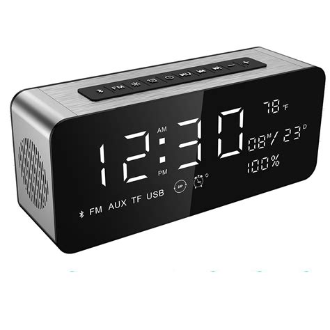 Soundance 12W Large Screen Digital Radio Alarm Clock Bluetooth Speaker ...