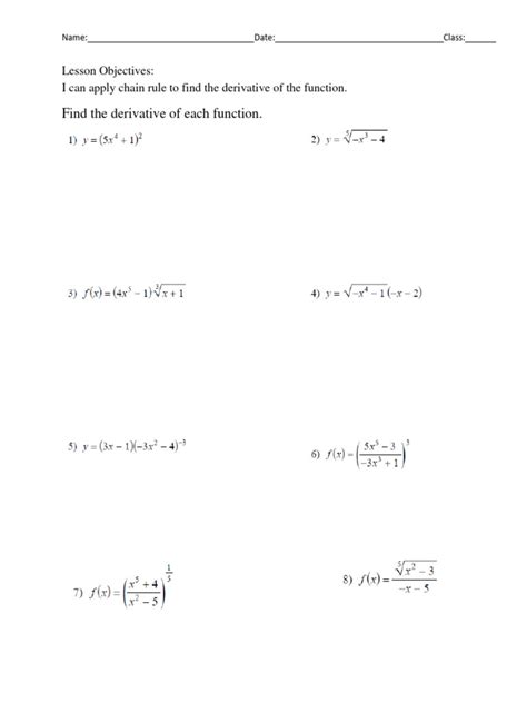 Chain Rule Examples PDF 的图像结果