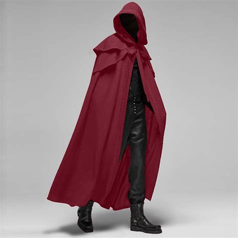 qolati Mens Medieval Cape Cloak with Hood Halloween Steampunk Shawl ...
