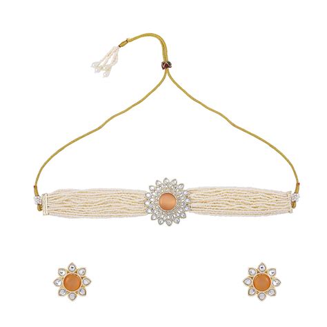Yellow Chimes Jewellery Set for Women and Girls Kundan Necklace Set ...