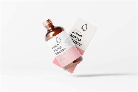 Glossy Syrup Bottle Mockup Psd 300 Ml