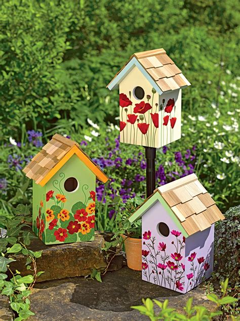 Floral Print Birdhouses, Set of 3 | Bird houses ideas diy, Decorative ...