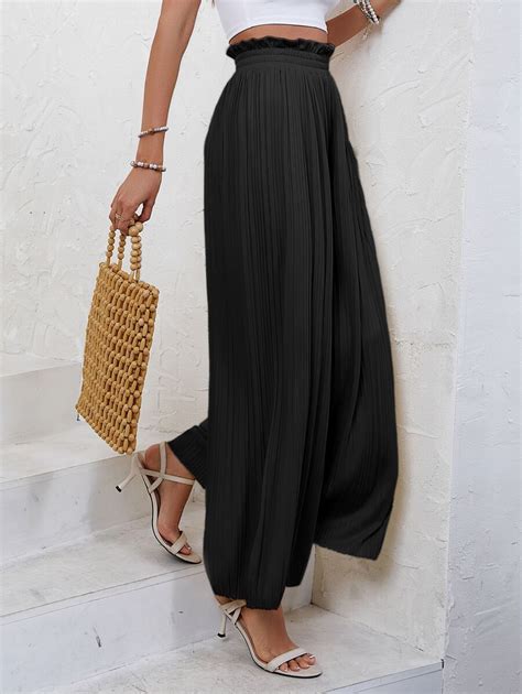 SHEIN Frenchy Paperbag Waist Wide Leg Pants | SHEIN USA