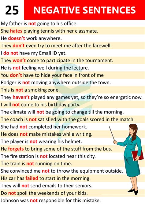 100 negative sentences for conversation in english sentences – Artofit