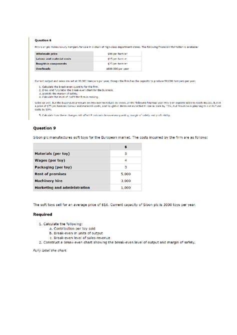 Image result for Break-Even Analysis Practice Questions