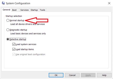 Image result for System Configuration Normal Startup