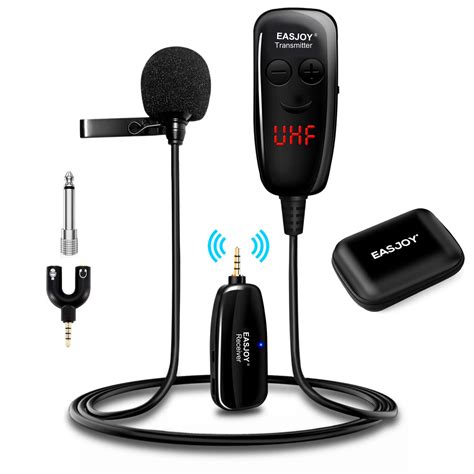Easjoy Wireless Lavalier Microphone Upgraded Digital Screen Wireless ...