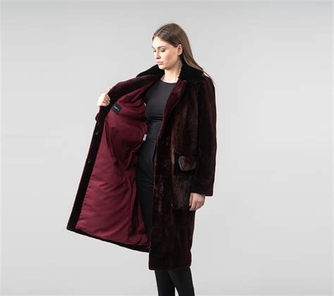 Burgundy Mink Fur Long Jacket - 100% Real Fur - Haute Acorn