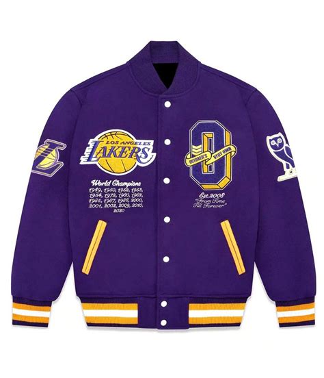 Wool Purple Los Angeles Lakers OVO Varsity Jacket - Jacket Makers
