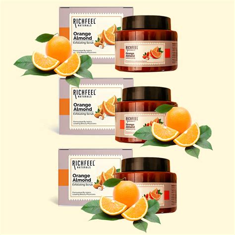 Richfeel Orange Almond Exfoliating Scrub 100 g Pack of 3 ...