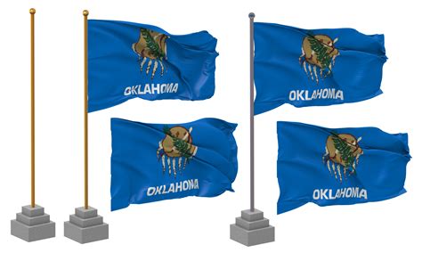 State of Oklahoma Flag Waving Different Style With Stand Pole Isolated ...