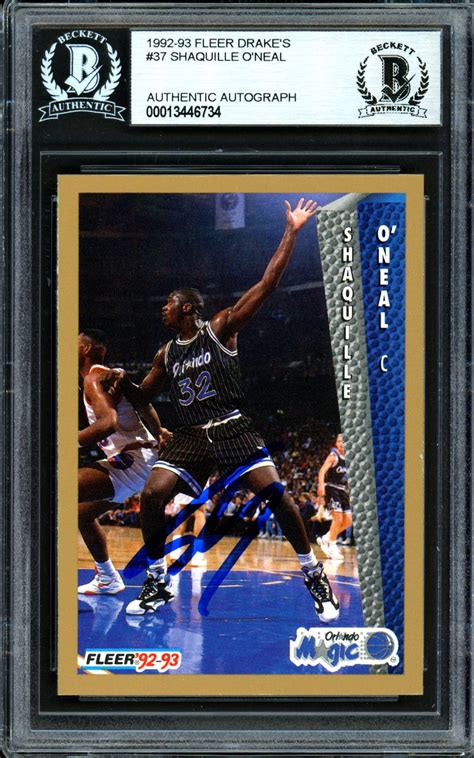 Shaquille Shaq O'Neal Autographed 1992-93 Fleer Drake's Rookie Card #37 ...