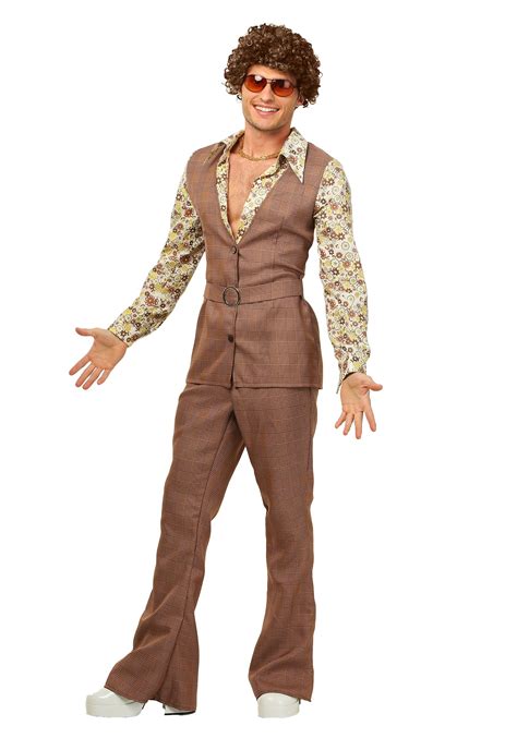 '70s Brown Disco Suit Costume for Men | 70's Costumes