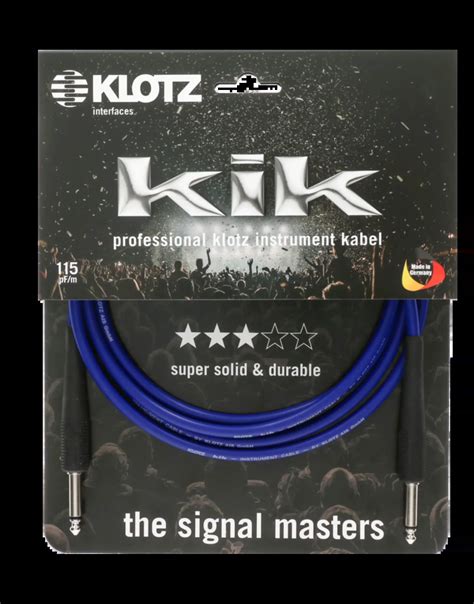 Klotz KIK60PPBL Kik 6m Instrument Cable Blue Straight / Straight