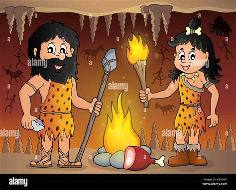 Cave people theme image 1 Stock Photo - Alamy