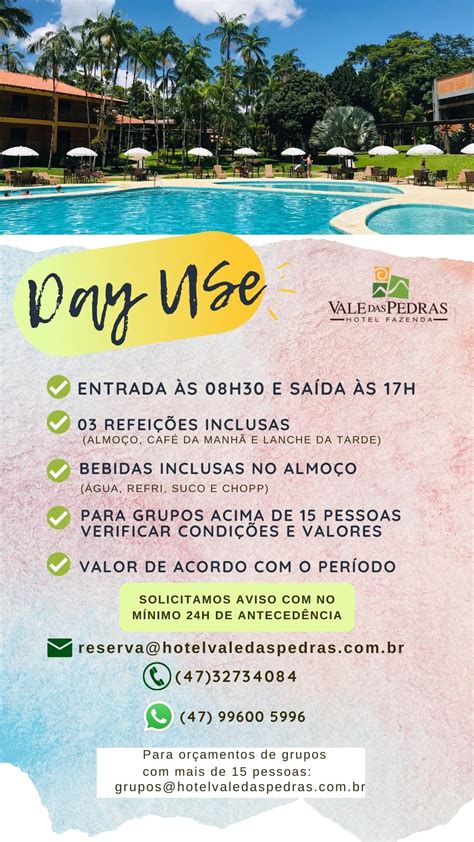 day use whats atualizado - Hotel Fazenda Vale das Pedras