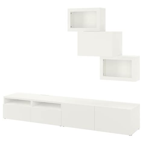 BESTÅ TV storage combination/glass doors, white/Lappviken white clear ...