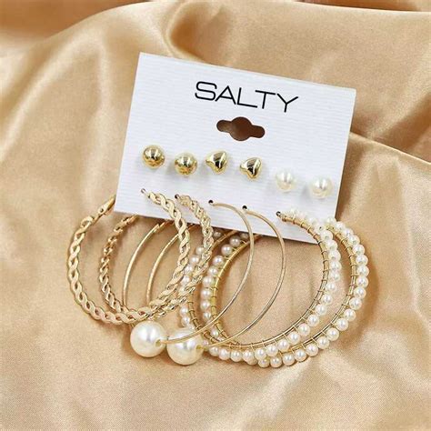 Set of 6 Big Pearl Round Hoops and Studs | Salty – Salty Accessories
