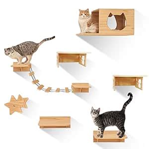 9Pcs Cat Wall Mounted Climbing Frame Shelves Kitten Perches for Wall ...