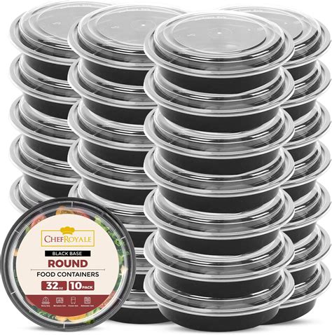 AMD Nexus (10 Pack, 24oz) Round Plastic Meal Prep Containers- Reusable ...